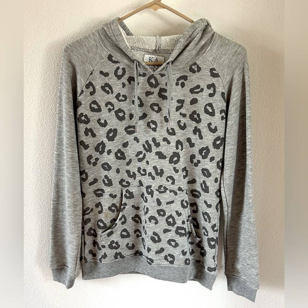 Zoe Karssen Animal Print Hoodie Heather Grey XS Casual Streetwear Loungewear